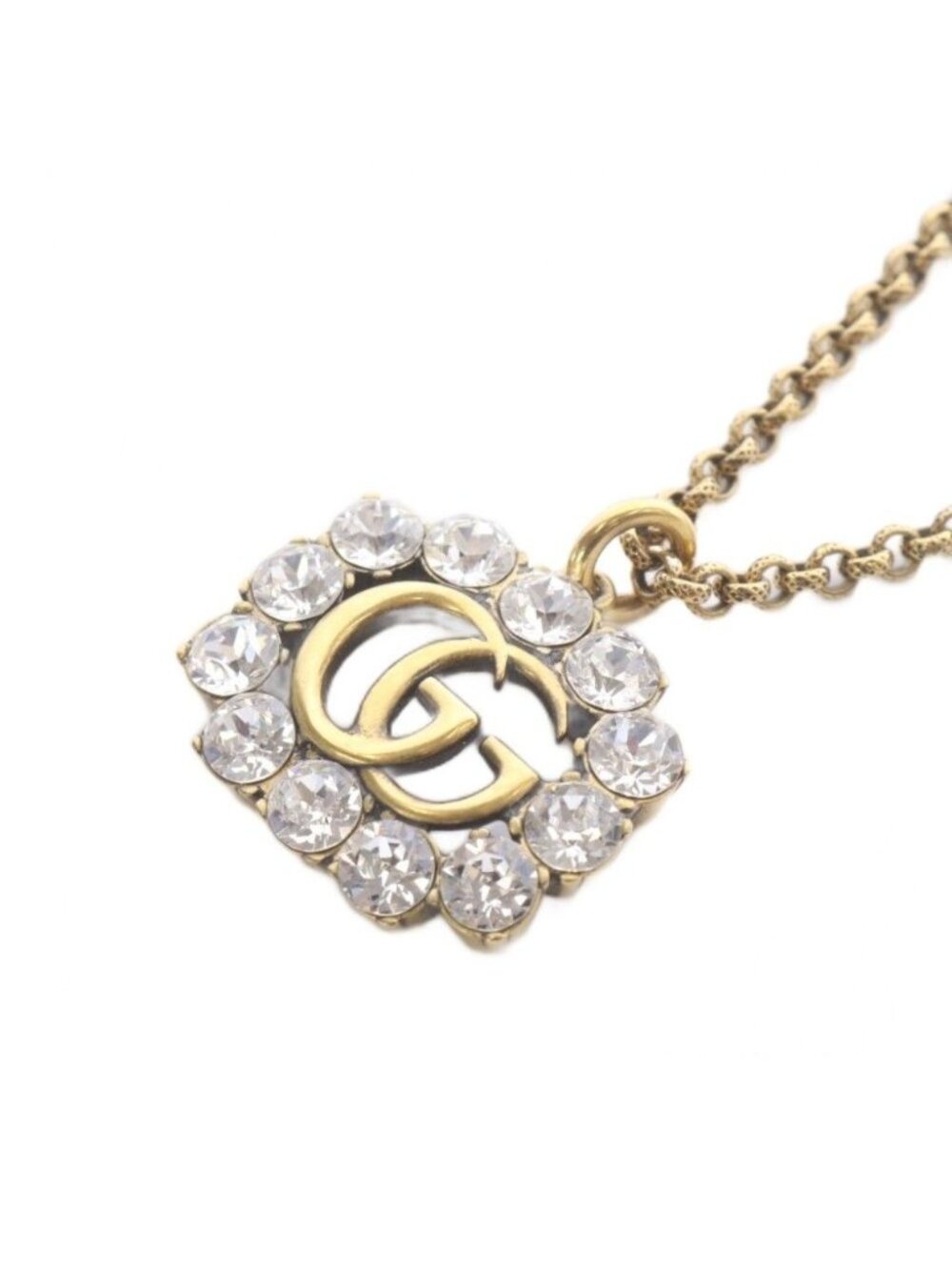Gucci GG Crystal Pendant Gold Color Black